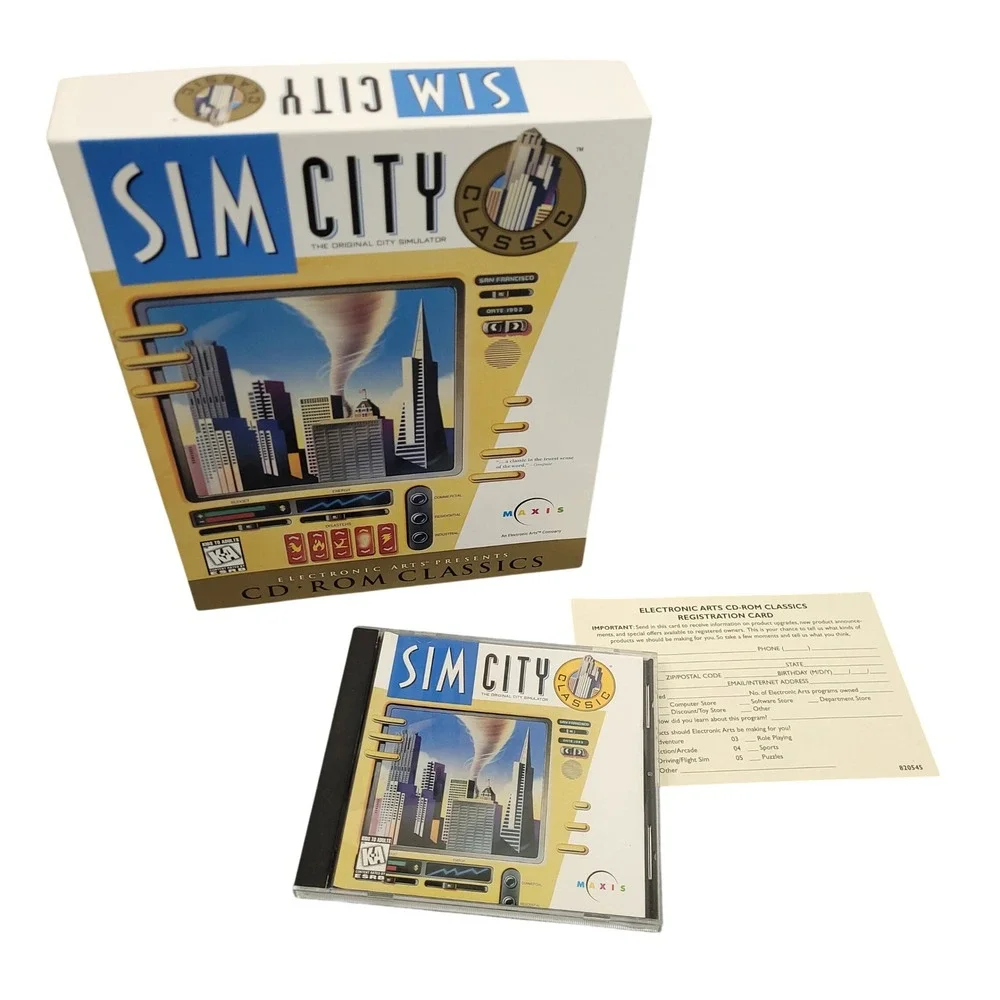 Sim City Classic 1997 Maxis PC CD-ROM Big Box Vintage PC Gaming Y2K Collectible